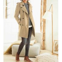 Designer-Wollkurzmantel m. Kapuze, beige