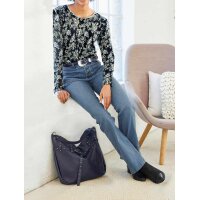 Sweter z nadrukiem, granatowo-jadeitowy