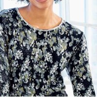 Sweter z nadrukiem, granatowo-jadeitowy