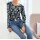 Sweter z nadrukiem, granatowo-jadeitowy