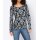 Sweter z nadrukiem, granatowo-jadeitowy