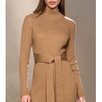 Rippenstrick-Kleid m. Bindegürtel, camel