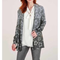 Feinstrickjacke m. Strass, grau