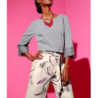 Bluse m. Spitze, grau