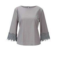Bluse m. Spitze, grau