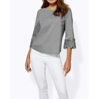 Bluse m. Spitze, grau