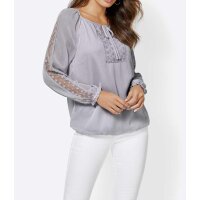 Blouse with lace, grey