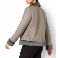 Lammnappa-Lederjacke m. Pelzimitat-Besatz, beige