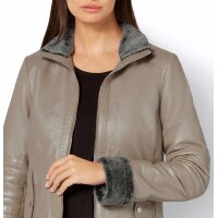 Lammnappa-Lederjacke m. Pelzimitat-Besatz, beige
