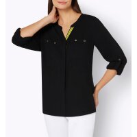 Hemdbluse  mit Schriftzug am Ripsband, schwarz