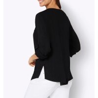 Hemdbluse  mit Schriftzug am Ripsband, schwarz