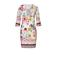 Print dress with lacing, ecru-multicolour