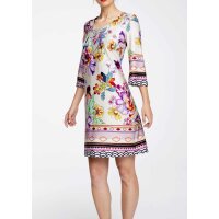 Print dress with lacing, ecru-multicolour