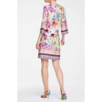 Print dress with lacing, ecru-multicolour