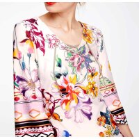 Print dress with lacing, ecru-multicolour