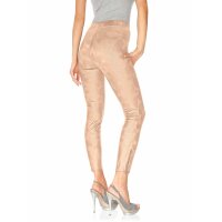 Designer-Leggings m. Reißverschluss, apricot