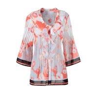 Bluse m. Volants, hummer-bedruckt