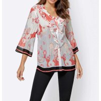 Bluse m. Volants, hummer-bedruckt