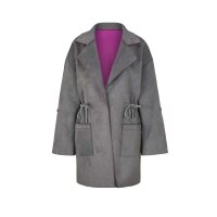 Longjacke in Doubleface-Optik, anthrazit-magenta