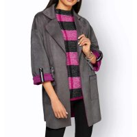 Longjacke in Doubleface-Optik, anthrazit-magenta