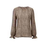 Bluse, beige-schwarz-bedruckt