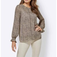 Bluse, beige-schwarz-bedruckt