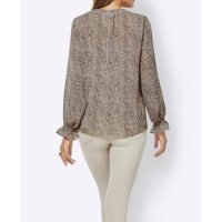 Bluse, beige-schwarz-bedruckt