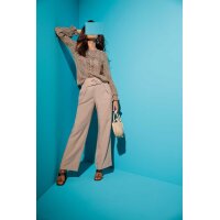 Bluse, beige-schwarz-bedruckt