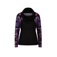 Wasserfallpullover m. Druck, schwarz-flieder