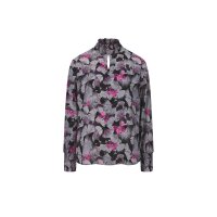 Crêpe-Druckbluse, schwarz-flieder
