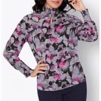 Crêpe-Druckbluse, schwarz-flieder