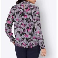 Crêpe-Druckbluse, schwarz-flieder