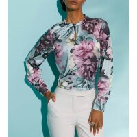 Satin-Druckbluse, kalkmint-mauve