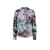 Satin-Druckbluse, kalkmint-mauve