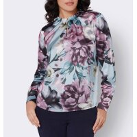 Satin-Druckbluse, kalkmint-mauve