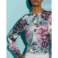 Satin-Druckbluse, kalkmint-mauve