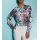 Satin-Druckbluse, kalkmint-mauve