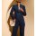 Lyocell-Blazer m. Spitze, marine