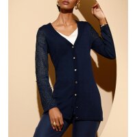Cardigan with lace on the sleeves, navy