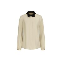 Satinbluse m. Spitze und Schmuckknopf, sand