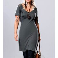 Kleid m. Fransen, grau