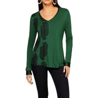 Langarmshirt, moos-schwarz-bedruckt