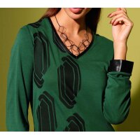 Langarmshirt, moos-schwarz-bedruckt