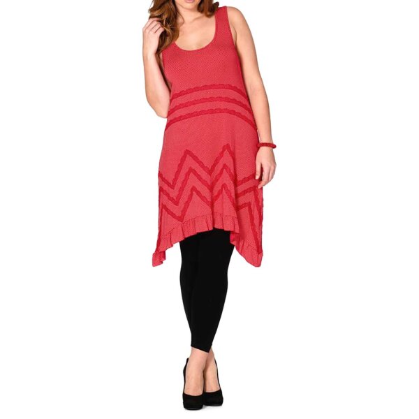 Kleid m. Spitze, rot-weiß