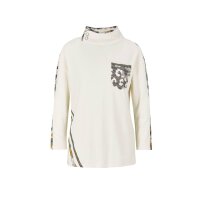 Langarmshirt m. bedrucktem Einsatz, ecru-gau