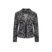 Woll-Kurzblazer mit Leo-Muster, marine-sand