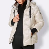 Down jacket with hood, ecru