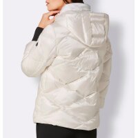 Down jacket with hood, ecru