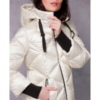 Down jacket with hood, ecru