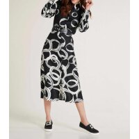Druckkleid m. Gürtel, schwarz-weiß